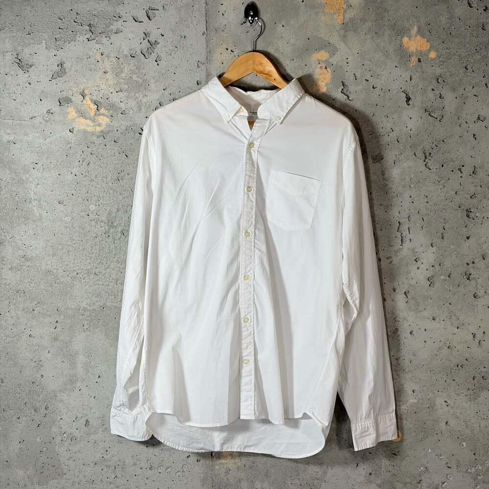 Gap Men's White Long Sleeve Standard Fit Stretch Button-Down Shirt L
